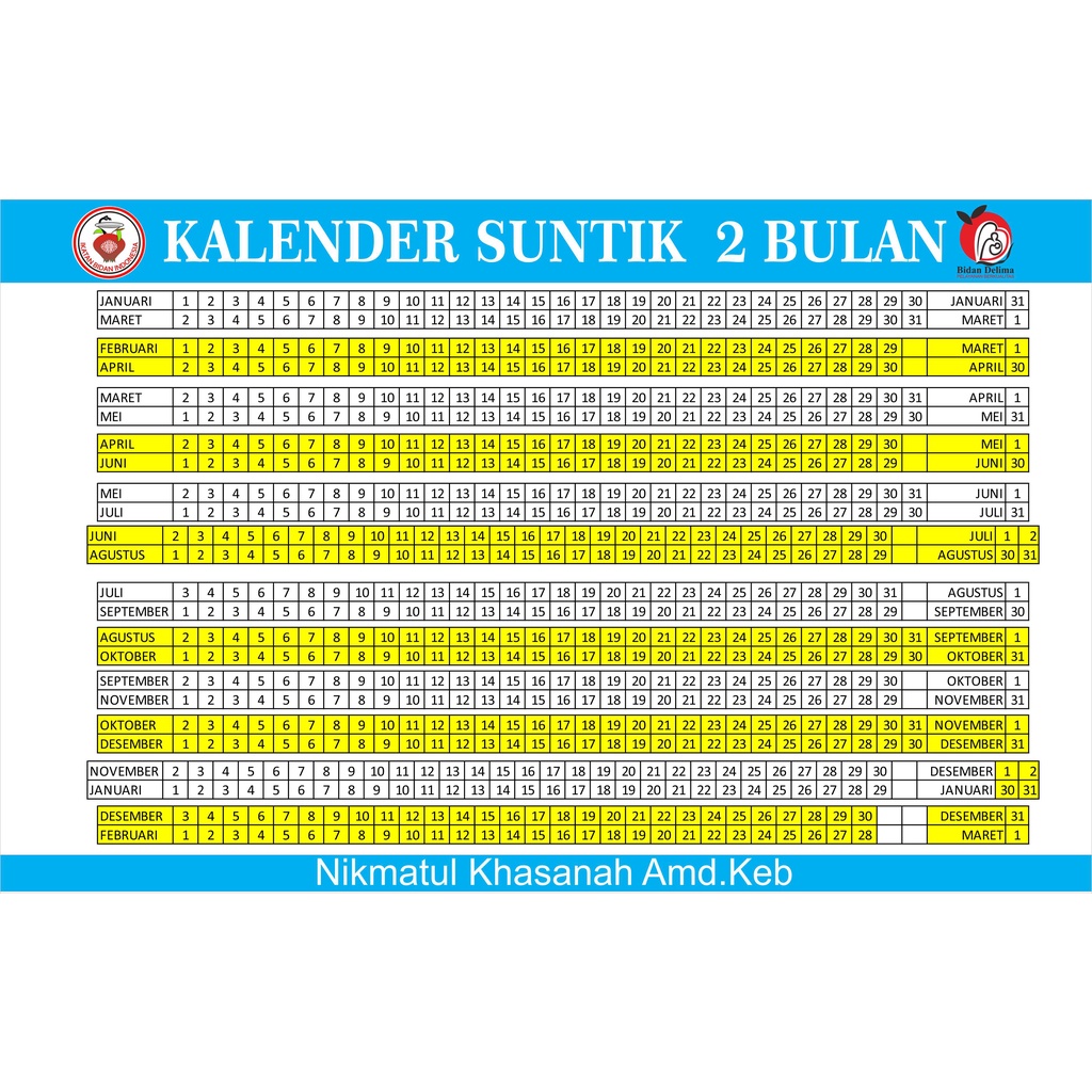 

Kalender KB 2 bulan LAMINATING