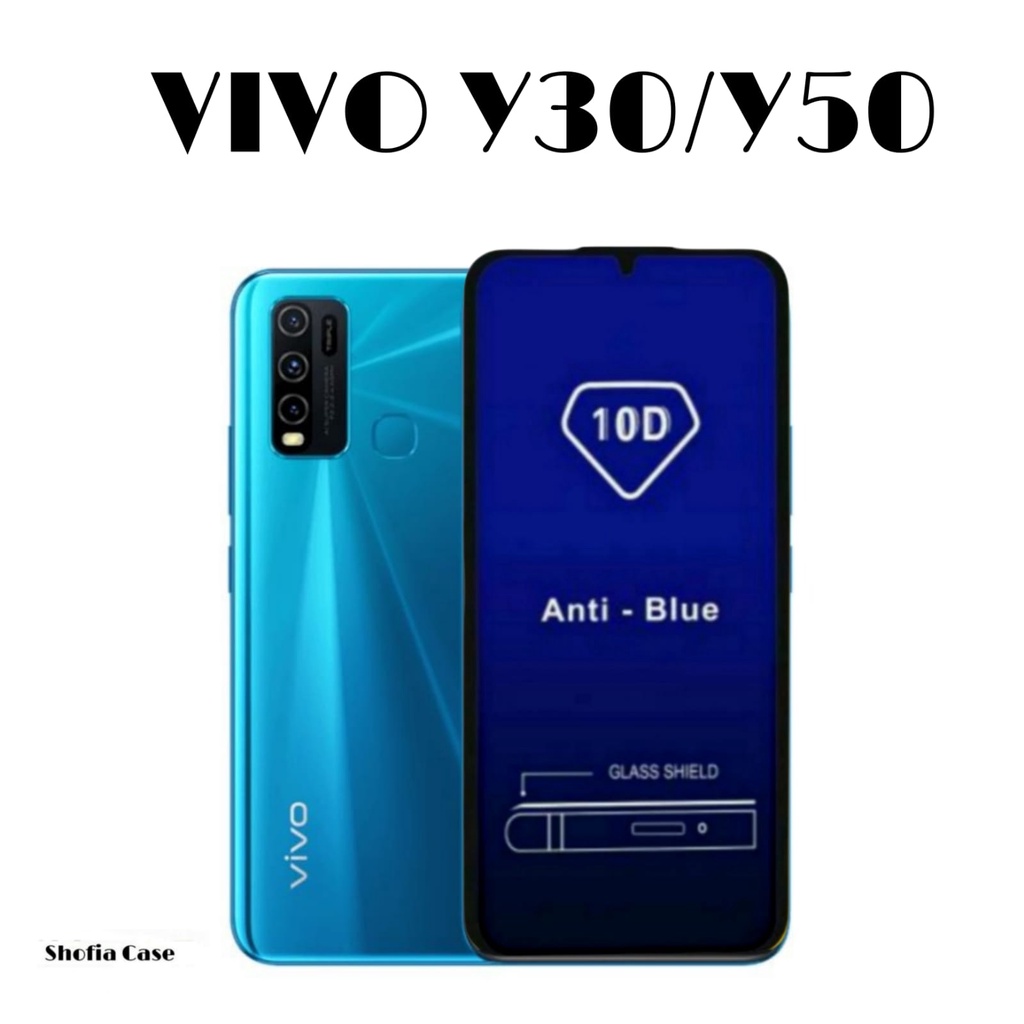 PROMO 3IN1 TEMPERED GLASS BLUE LIGHT VIVO Y30/Y50 ANTI RADIASI FULL LAYAR