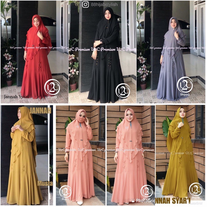 JANNAH syari by uc/ gamis syari set/ gamis ceruty
