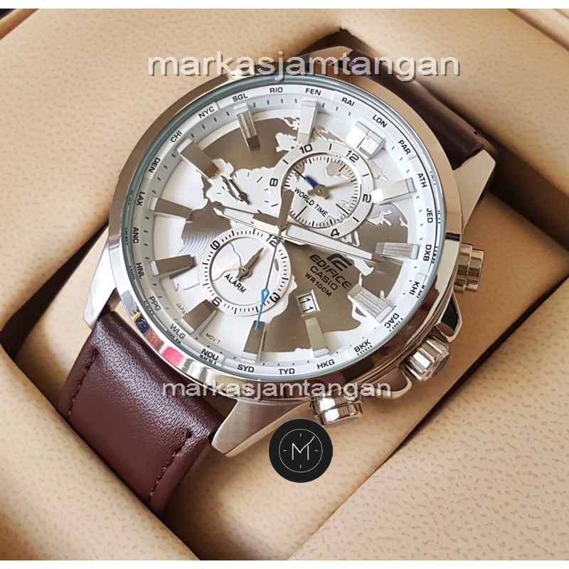 Promo Jam Tangan Pria Casio Edifice EFR-303 Chronograph Leather Murah