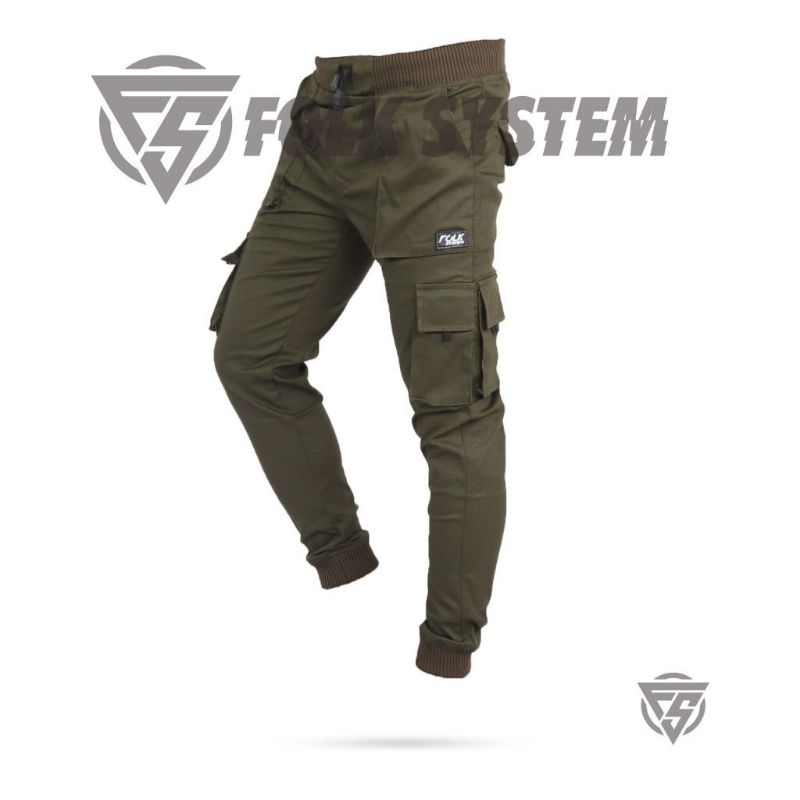 Celana Panjang Chino Jogger Cargo Pria FOLKSYSTEM