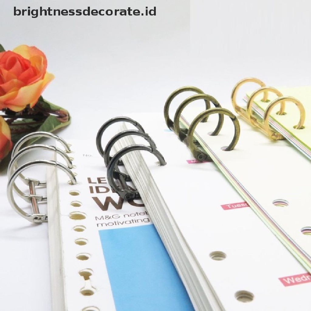 2 Pcs Klip Binder 3 Cincin Bahan Logam Untuk Buku Catatan Album Scrapbook