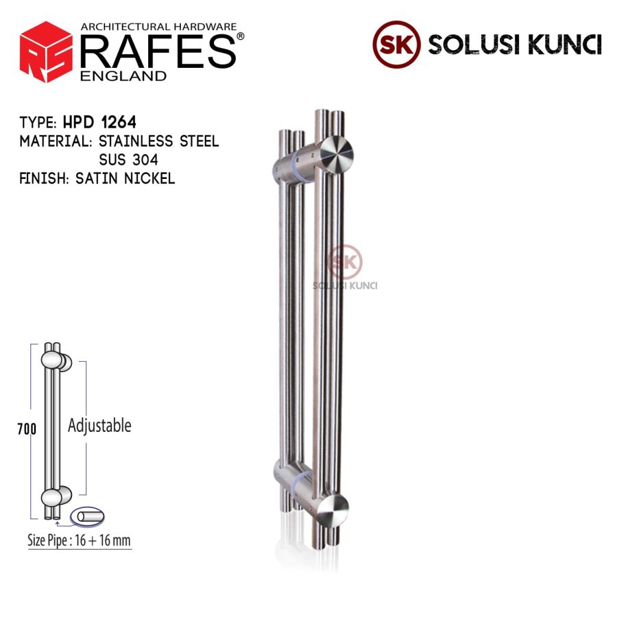 Handle Pintu / Tarikan Pintu Depan RAFES ENGLAND SUS 304 (HPD 1264)