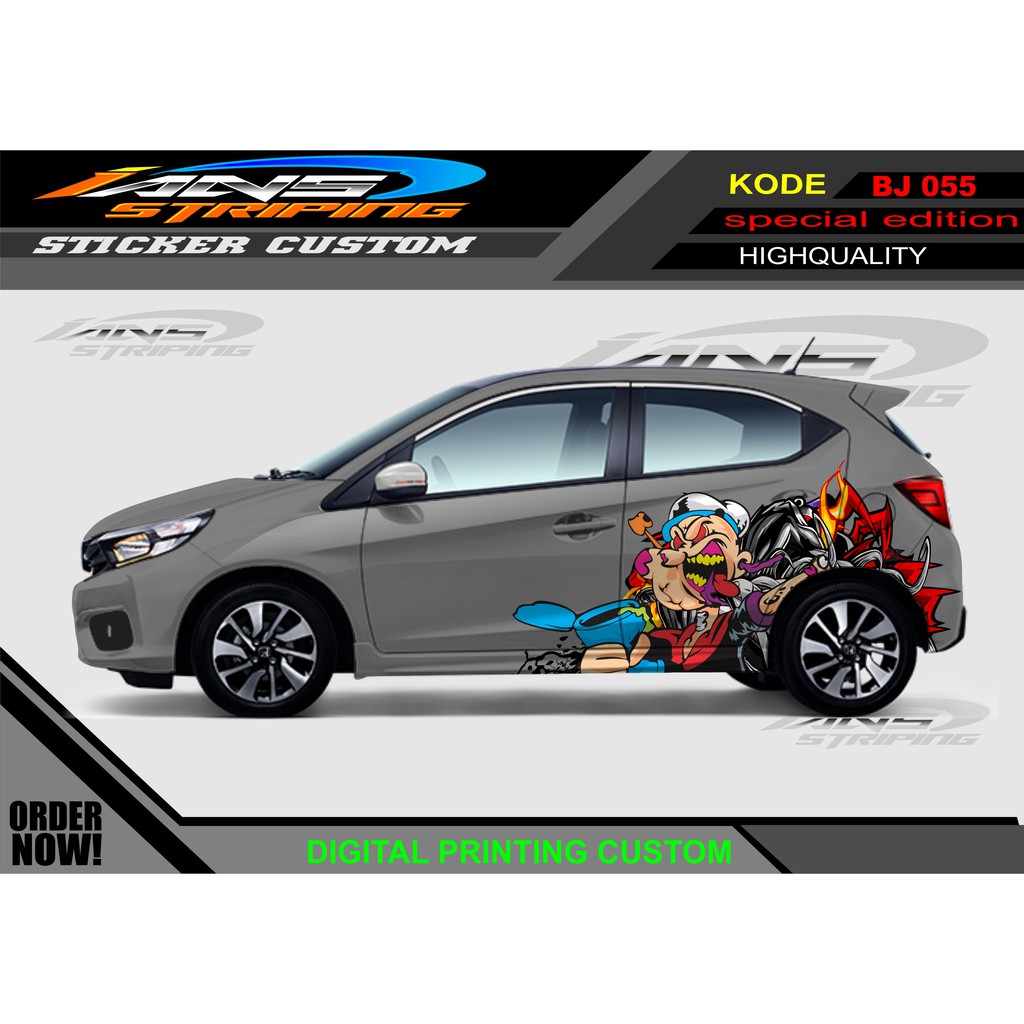 DECAL STIKER MOBIL BRIO POPAY/ STIKER KARTOON UNTUK MOBIL BRIO , JAZZ , AGYA DLL