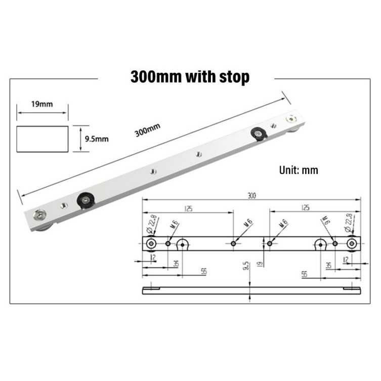 Jalur Mesin Potong T Tracks Slider Miter Bar Meja Potong Panjang 300mm