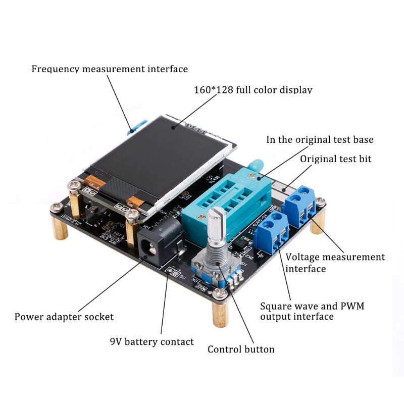 Zzz 1 Set GM328 Transistor Tester Kapasitansi Dioda Kapasitansi Voltase Meter PWM Sinyal Gelombang Kotak Dengan Case