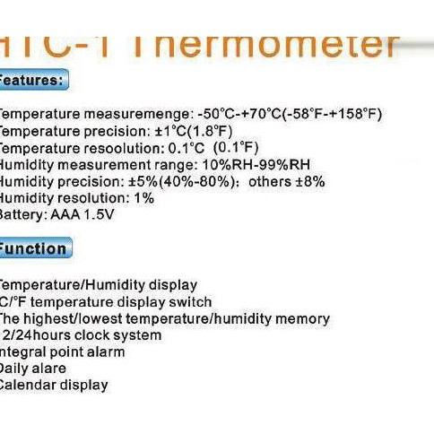 Alat Pengukur Ukur Suhu Ruangan Temperatur, Jam Digital, Humidity