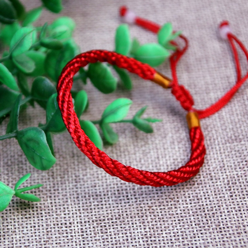 1pc Gelang Tali Handmade Warna Merah Untuk Pasangan