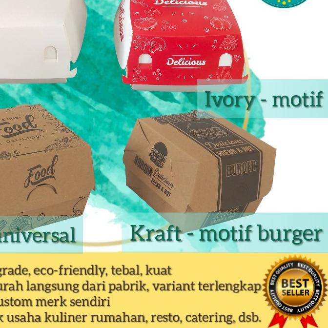 

◌ 50pcs Box Burger, Dus Burger, Kemasan Burger, Tempat Burger, Kotak Burger @50Pcs ♫