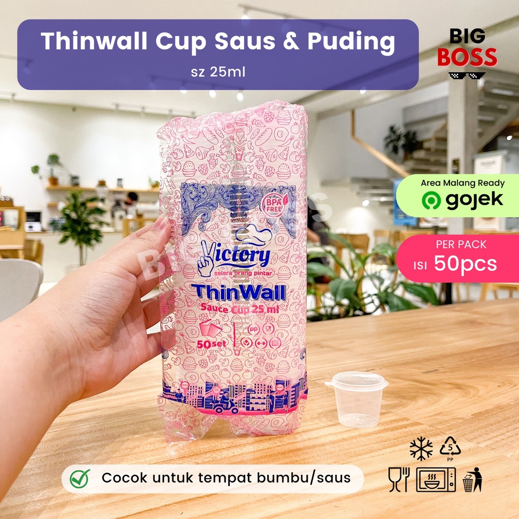 Thinwall Cup Saus 25ml 35ml 60ml 100ml 150ml / Wadah Klip Saos Sambel Mayo / Cup Pudding / Cup Saos