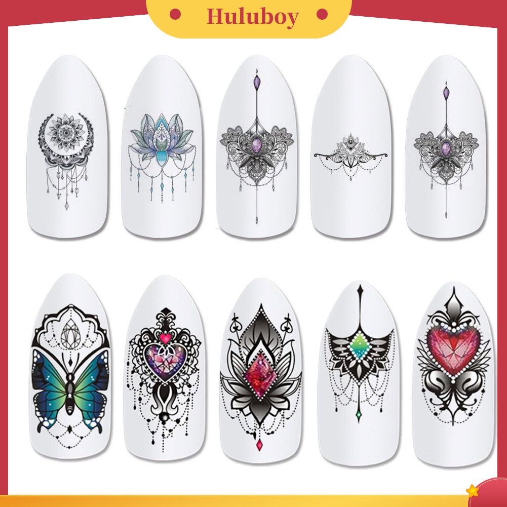 Huluboy Huluboy♡ Butterfly Stiker Decal Transfer Air Motif Kupu-Kupu / Kelopak Bunga Untuk Manicure