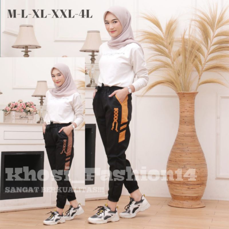 CELANA JOGER PANJANG WANITA BEST FRIEND M-L-XL-XXL-4L-5L- / CELANA JOGGER CARGO WANITA