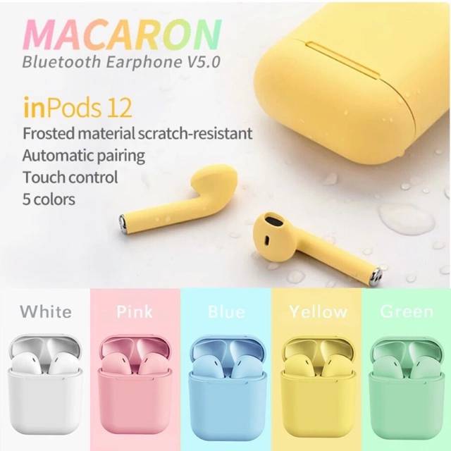 Headset Bluetooth TWS i12 Macaron Wireless Headset Bluetooth Warna