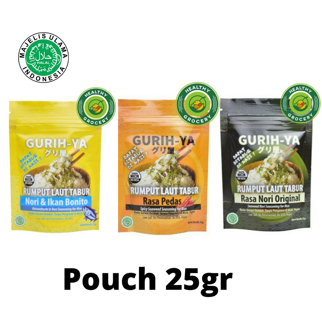 

Gurih Ya Pouch Rumput Laut Tabur 25gr Original / Spicy / Nori & Ikan Bonito