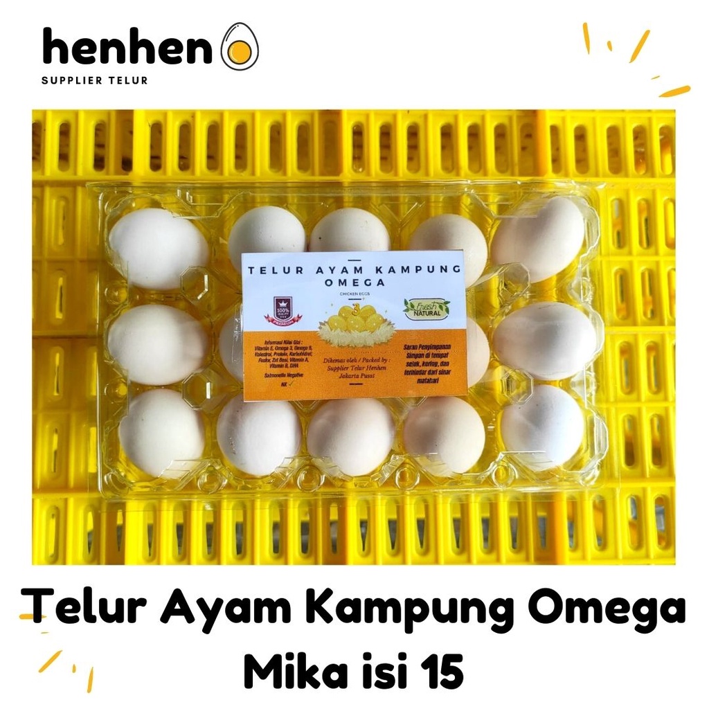 

TELUR KAMPUNG OMEGA Organik Kemasan Mika Isi 6, 10,15 Supplier Telur Hen-hen
