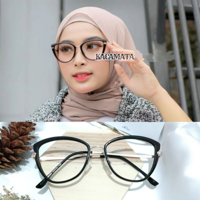 kacamata wanita 58597 cat Eye  minus normal clynder bisa