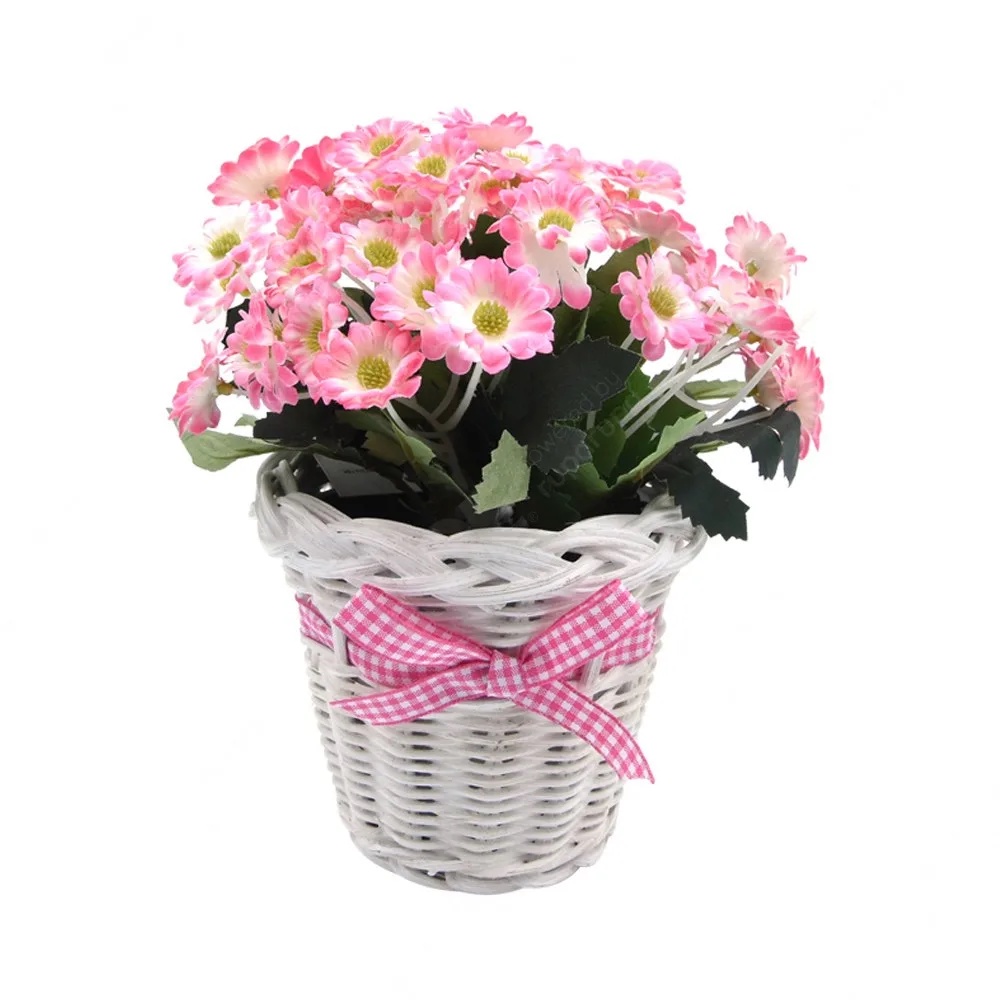 ACE Arthome 17 Cm Bunga Artifisial Daisy Keranjang Rotan - Pink SKU 10182030