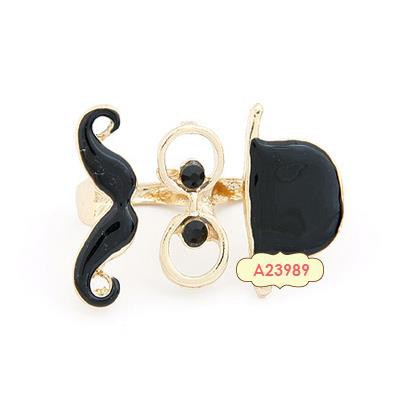 LRC Cincin Korean persoanlity fashion moustache double finger charm rings