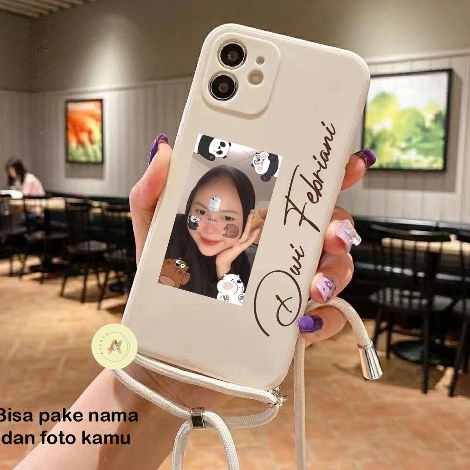 Big Sale.. Custom Nama + Foto Kamu Softcase Macaron + Tali For Oppo A95 A76 A16 A74 RENO 7 6 5 5F Vi