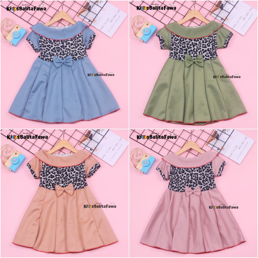 Dress Audy uk 1-2 Tahun / Dres Pesta Murah Grosir Baju Anak Perempuan Harian Gaun Lengan Motif