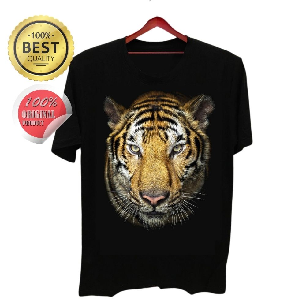 Kaos Pria Baju Distro cowok Animal Tiger Face Wajah Harimau Dewasa Original Lengan Pendek Original K