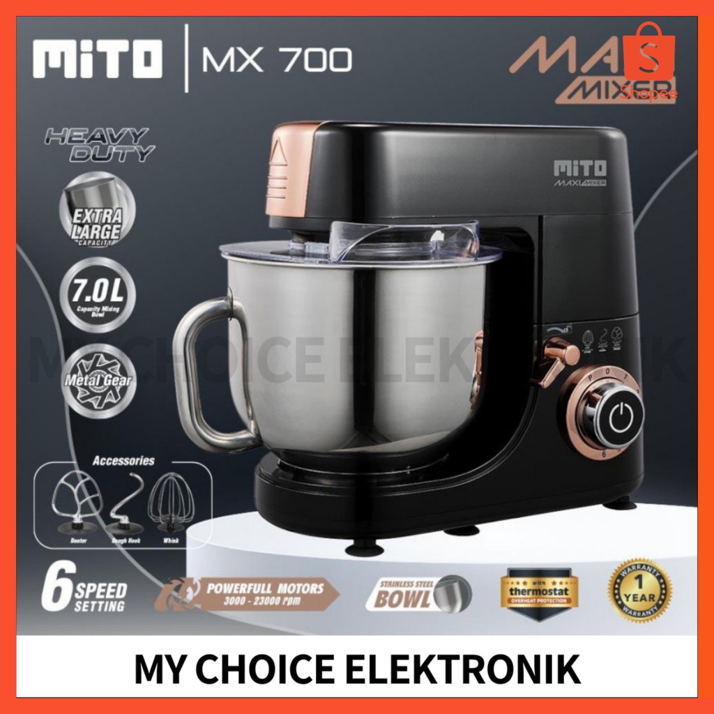 MITO Mixer Maxi MX-700 Black Glossy 7 Liter