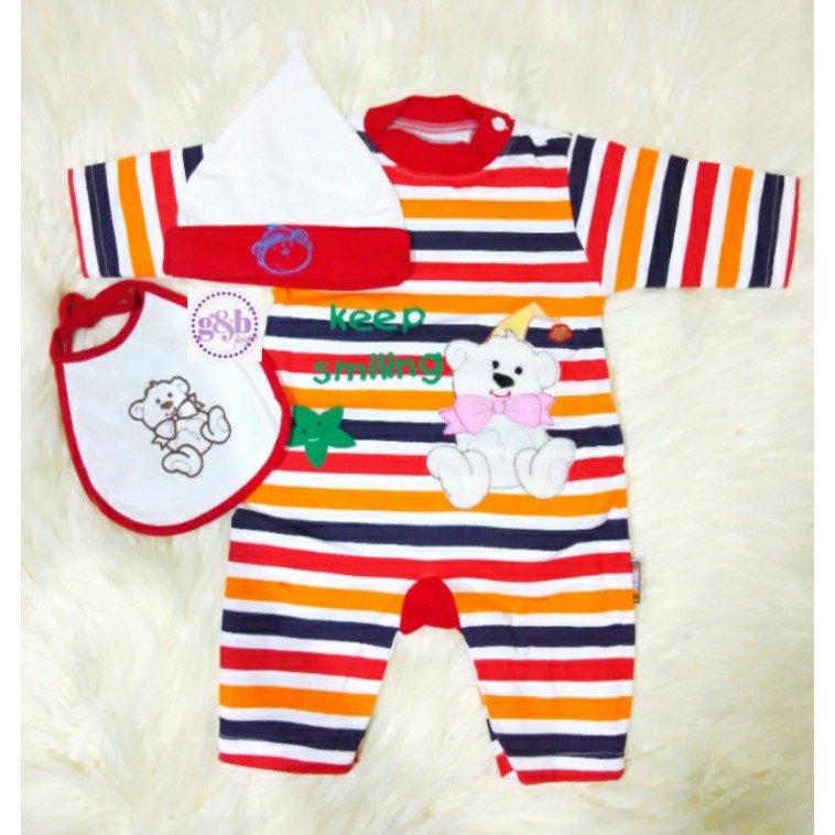 0-6 Bulan Jumper / Jumpsuit Bayi Set Keep Smiling