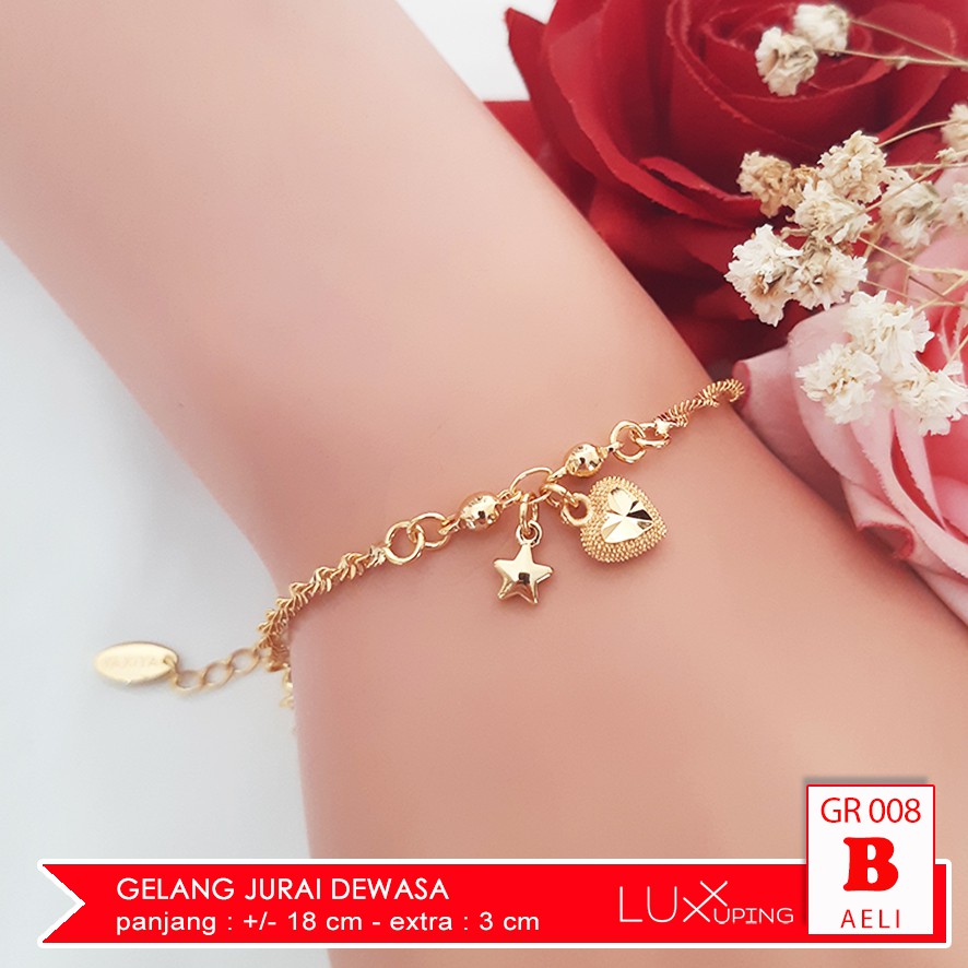 GR 008 Gelang Tangan Jurai Charm Bola Boba Perhiasan Lapis Emas Imitasi Aksesoris Korea Love Cinta Gelang Xuping Gold Luxx Xuping