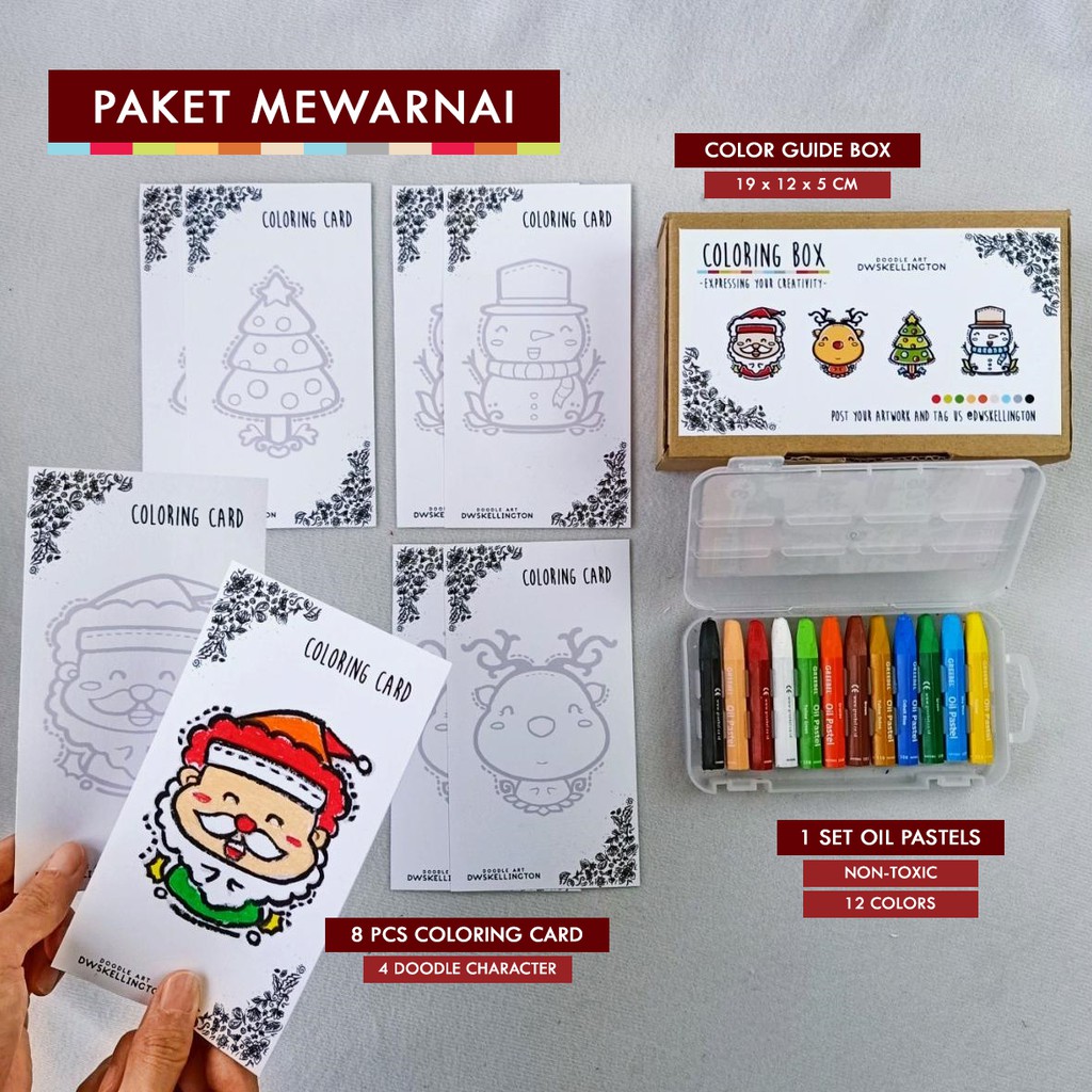 

Paket Mewarnai Anak Coloring Box Christmas Natal Kartu Gambar Melukis PAUD Belajar Gambar Lukis