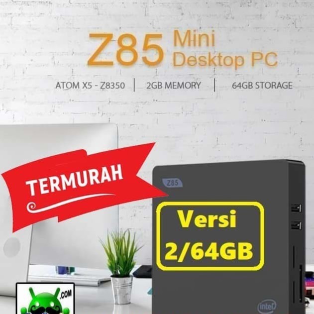 Mini PC Intel Z85 VGA HDMI Quadcore Z8350 2/32GB Windows 10 Wifi USB3 - Hitam