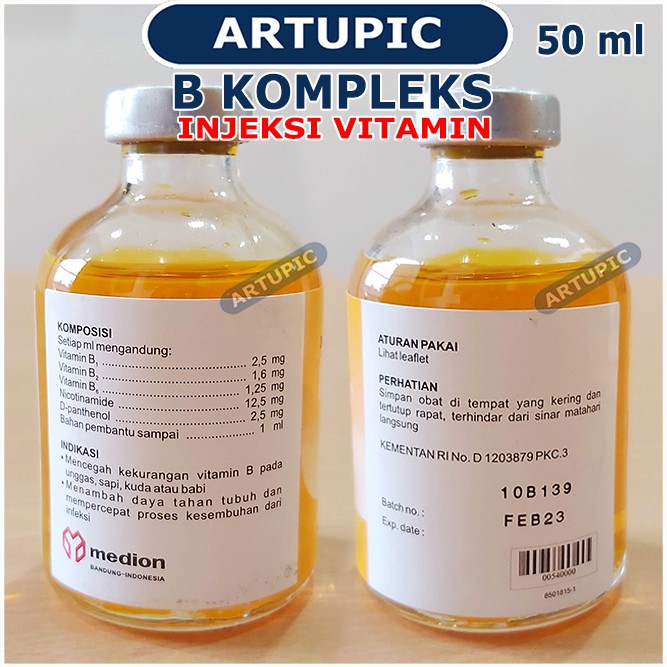 Injekvit B-plex 50 ml Injeksi Vitamin B Kompleks 50 ml Sapi Ayam Unggas Babi Kuda Kucing