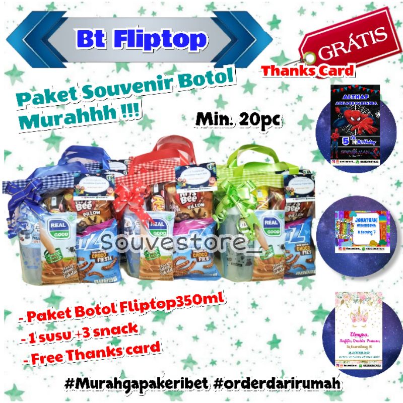 Paket ultah botol minum || Snack ultah surabaya || Souvenir botol fliptop