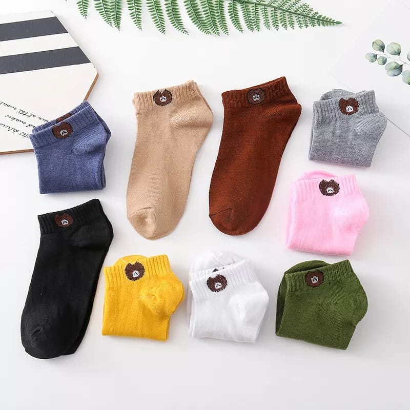 Kaos Kaki Pendek Semata / Kaos Kaki Line Brown / Kaos Kaki Ankle Cute / Short Socks / Kaos Kaki Dewasa