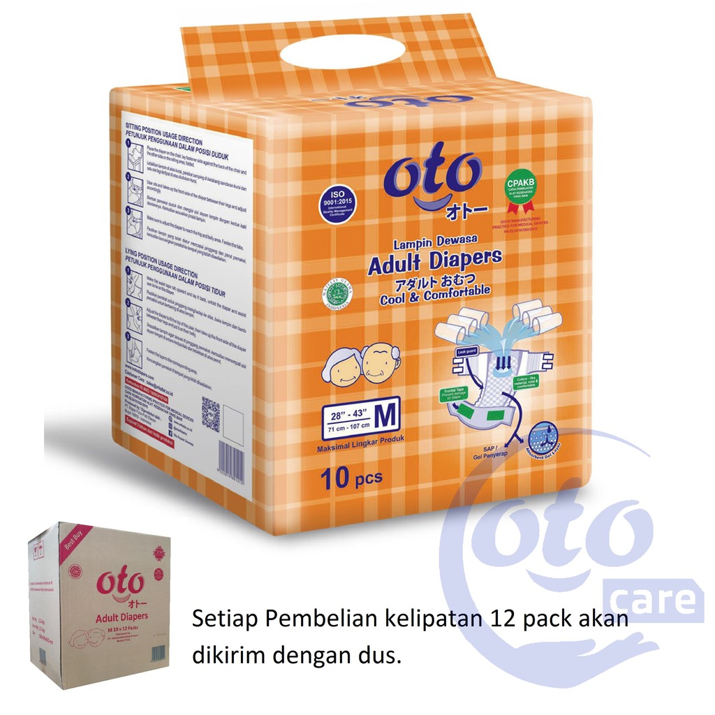 OTO Popok Dewasa model Lem Perekat Adult Diapers size M isi 10 pcs