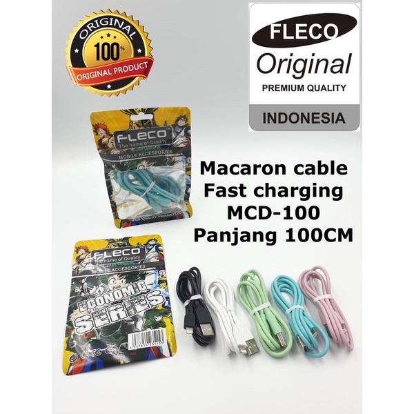 PROMO KABEL DATA MACARON FLECO MCD100 MICRO TYPE C IP SOFT COLOUR NEW