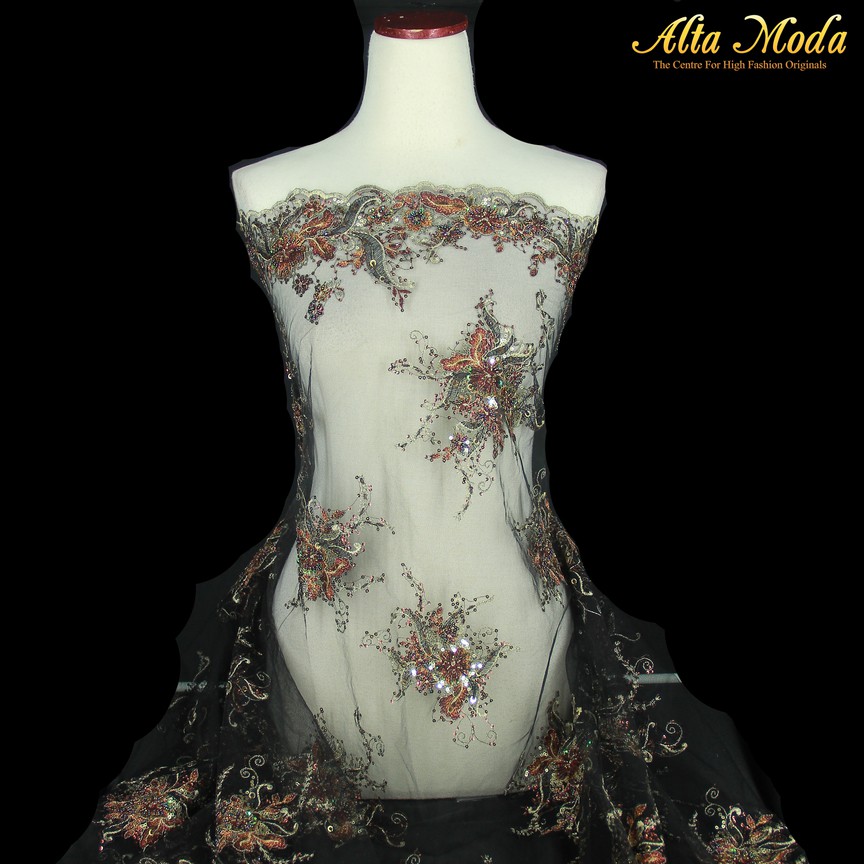 

Alta Moda Tulle Bordir C.Dior Hitam Motif Bunga Orange (1Pcs)