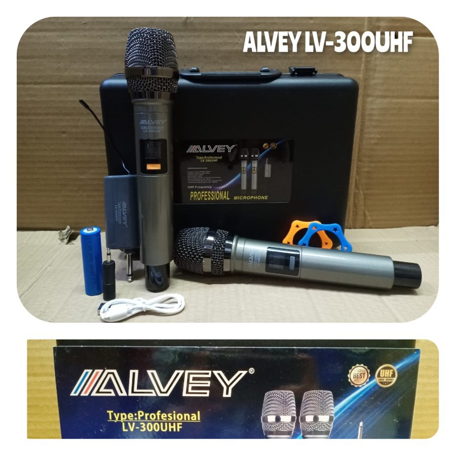 MIC WIRELESS HANDLE ALVEY LV-300UHF MIC PEGANG WIRELESS