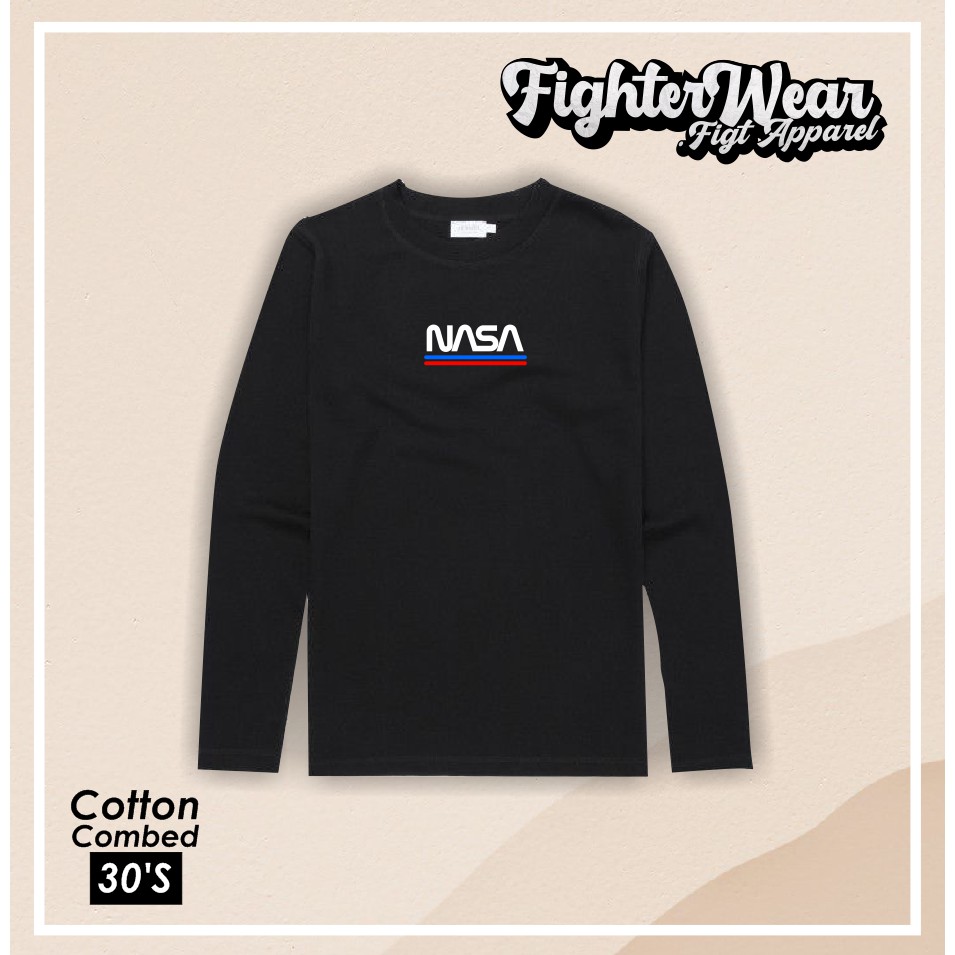 Baju Kaos Tshirt Daily NASA Lengan Panjang Cotton Combed 30s Kualitas Distro Termurah