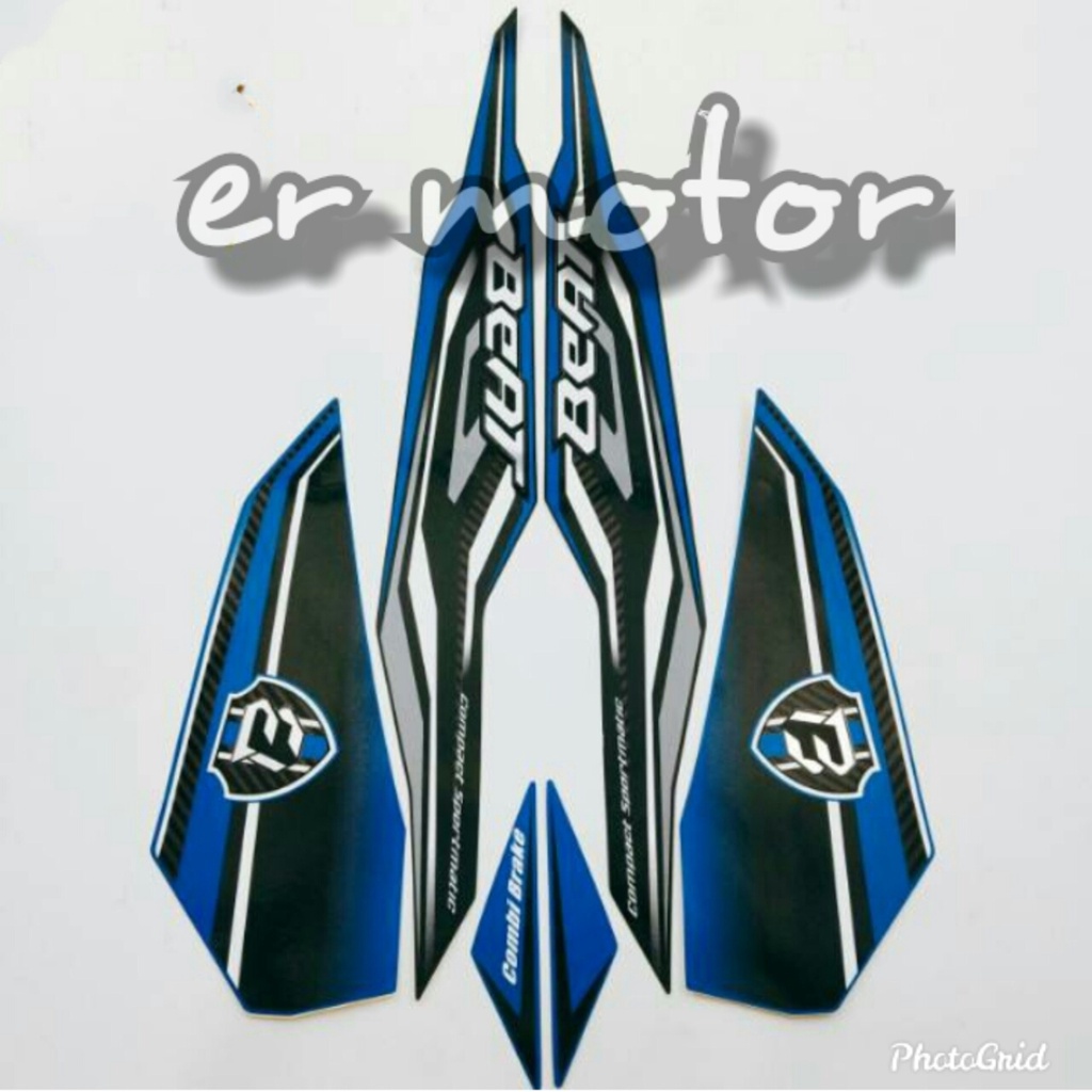 STRIPING STICKER MOTOR HONDA BEAT FI ESP 2018 2019 BIRU HITAM