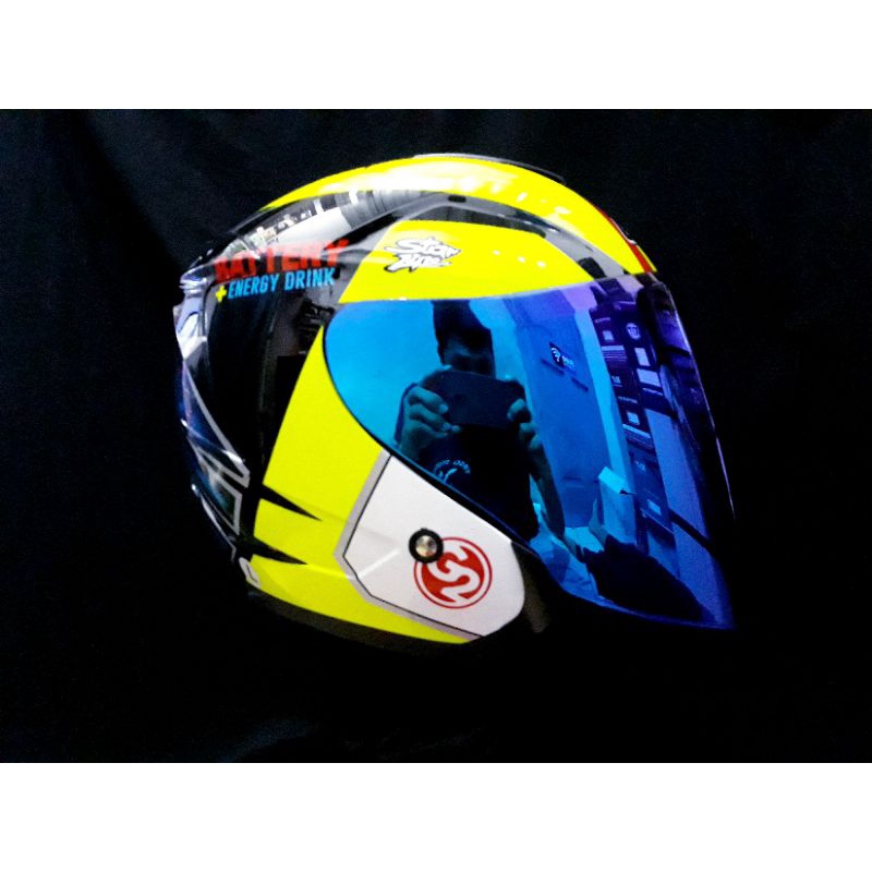 HELM G2 OPTIMAX MOTIF ESPARGARO + VISOR FLAT VENOM IRIDIUM BLUE