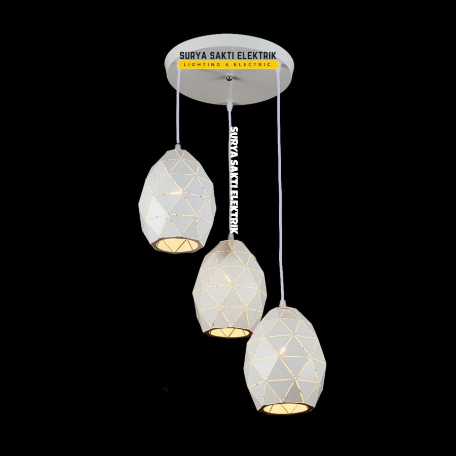 LAMPU GANTUNG MINIMALIS 3 IN 1 HITAM PUTIH MODERN Ruang Tamu RUANG MAKAN