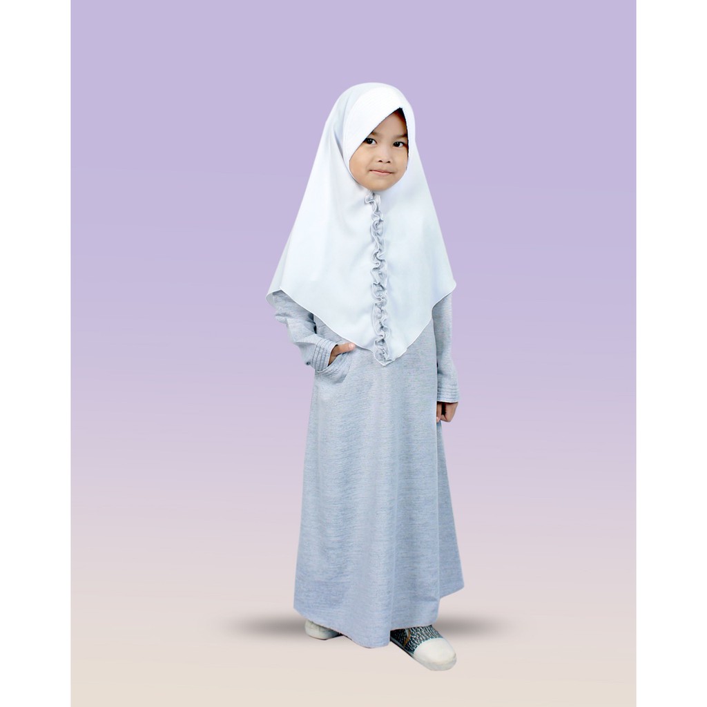 Salim Moslem –BARU!!! Busana Muslim/Gamis Anak Perempuan Daily Triji Set Kerudung Wolfis USIA 1-10TH