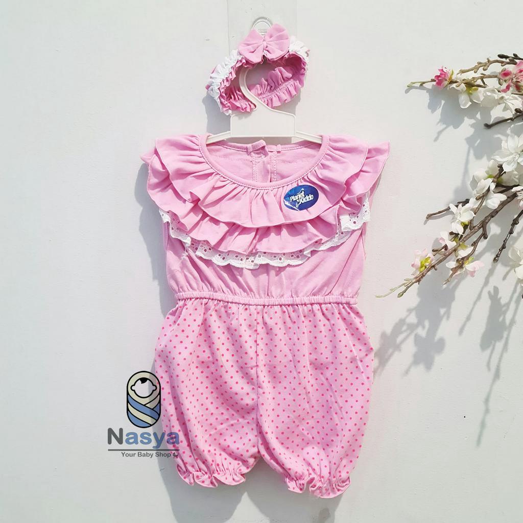 [P-003] Baju Bayi Jumpsuits Bayi Perempuan Lengan Aksen Renda (0-6 bulan) Planet Kids (Planet Kid)