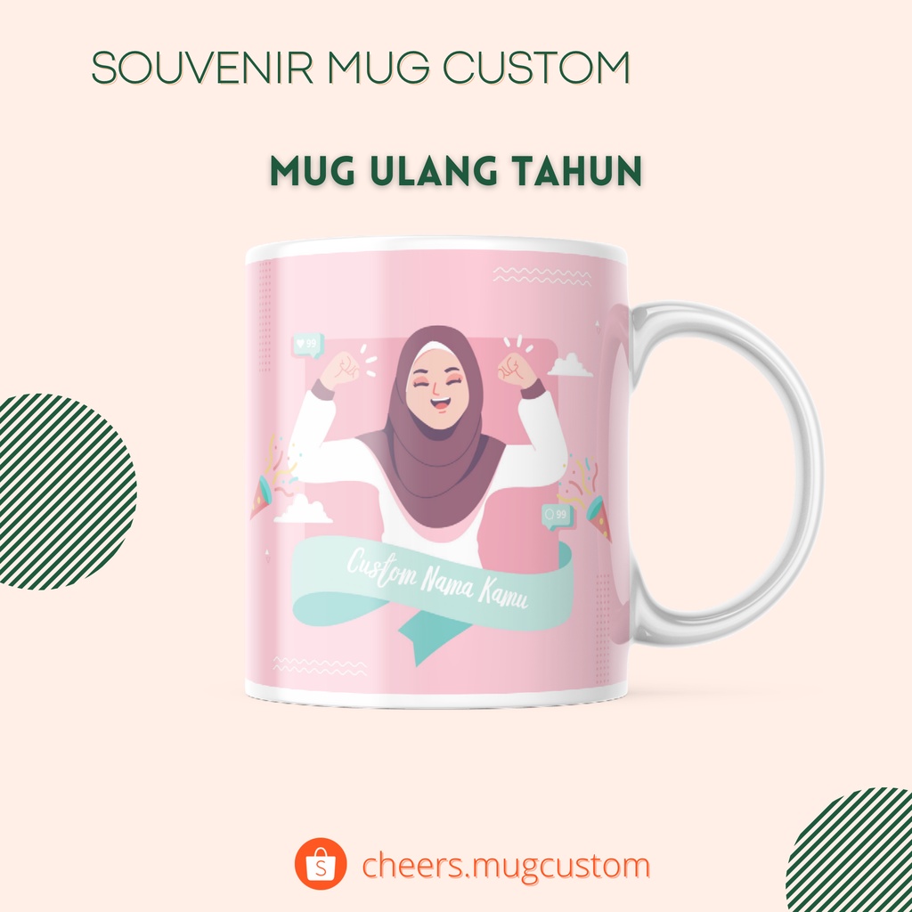 Mug Custom Ulang Tahun Murah SQ ONE WHITE IMPORT