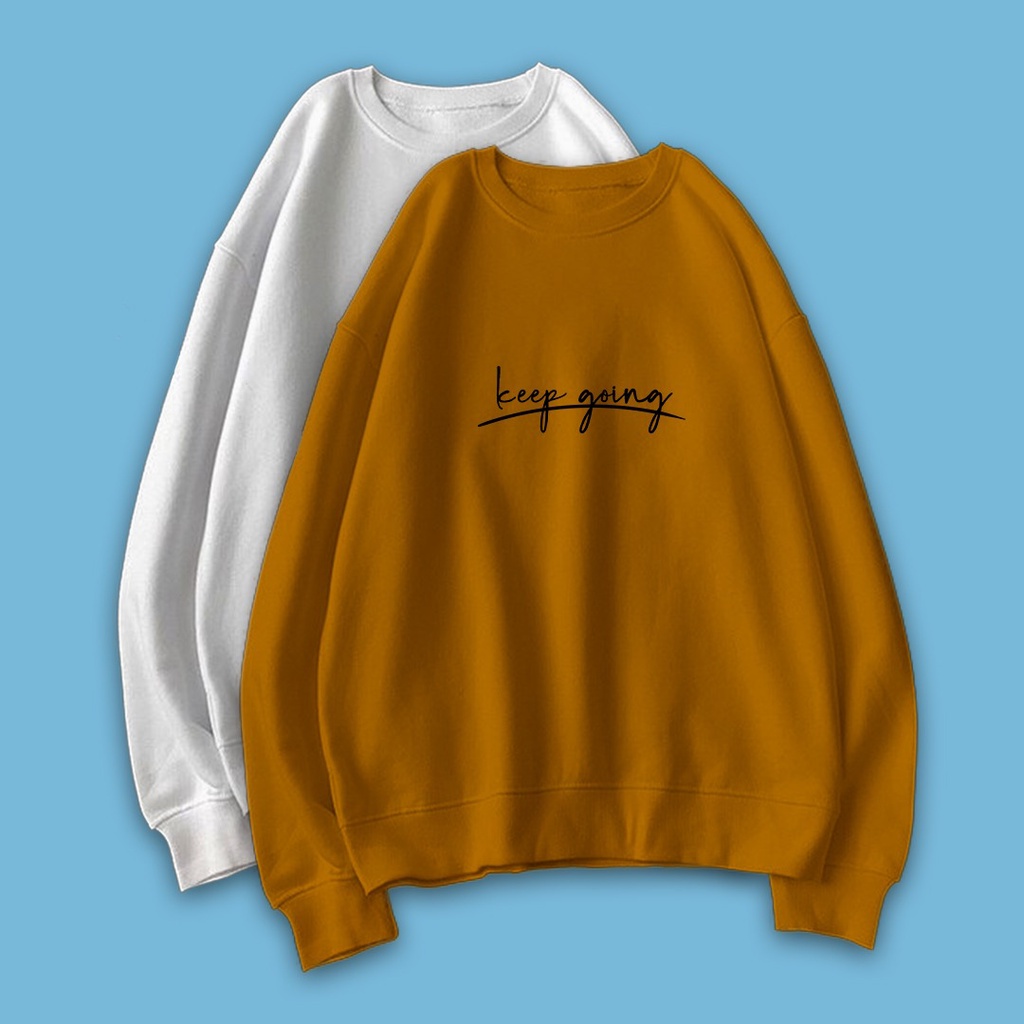 SWEATER WANITA KEEP GOING / PAKAIAN WANITA ALA KOREA / CREWNECK WANITA FLEECE TEBAL LEMBUT TERBARU'