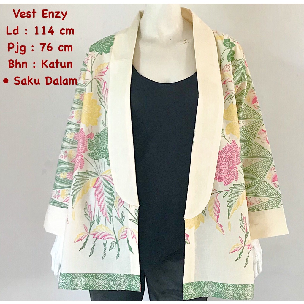 Vest enzy kasmaran tribal batik solo atasan kerja batik trendy bolero kantor cardi kantor