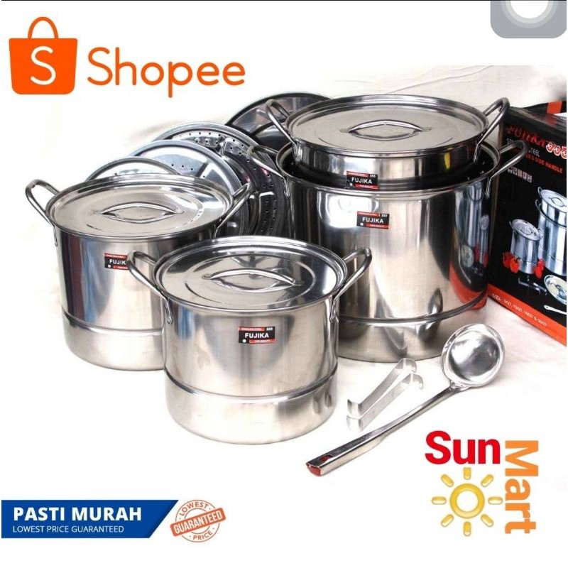 Panci Stockpot Fujika 4 Set Stainless Premium 15/18/21/24 Tebal