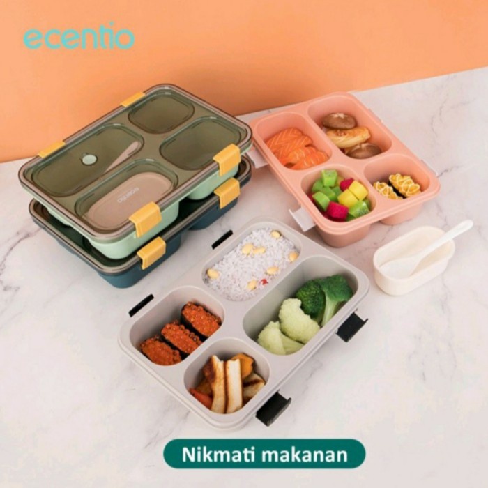 Bekal Ecentio Kotak Bekal Makan 3/4 Grid - Kapasitas 850Ml / 1300Ml