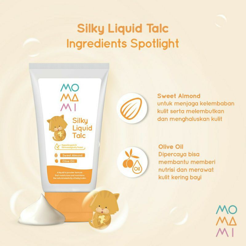 Momami silky liquid talc - bedak bayi | bedak cair