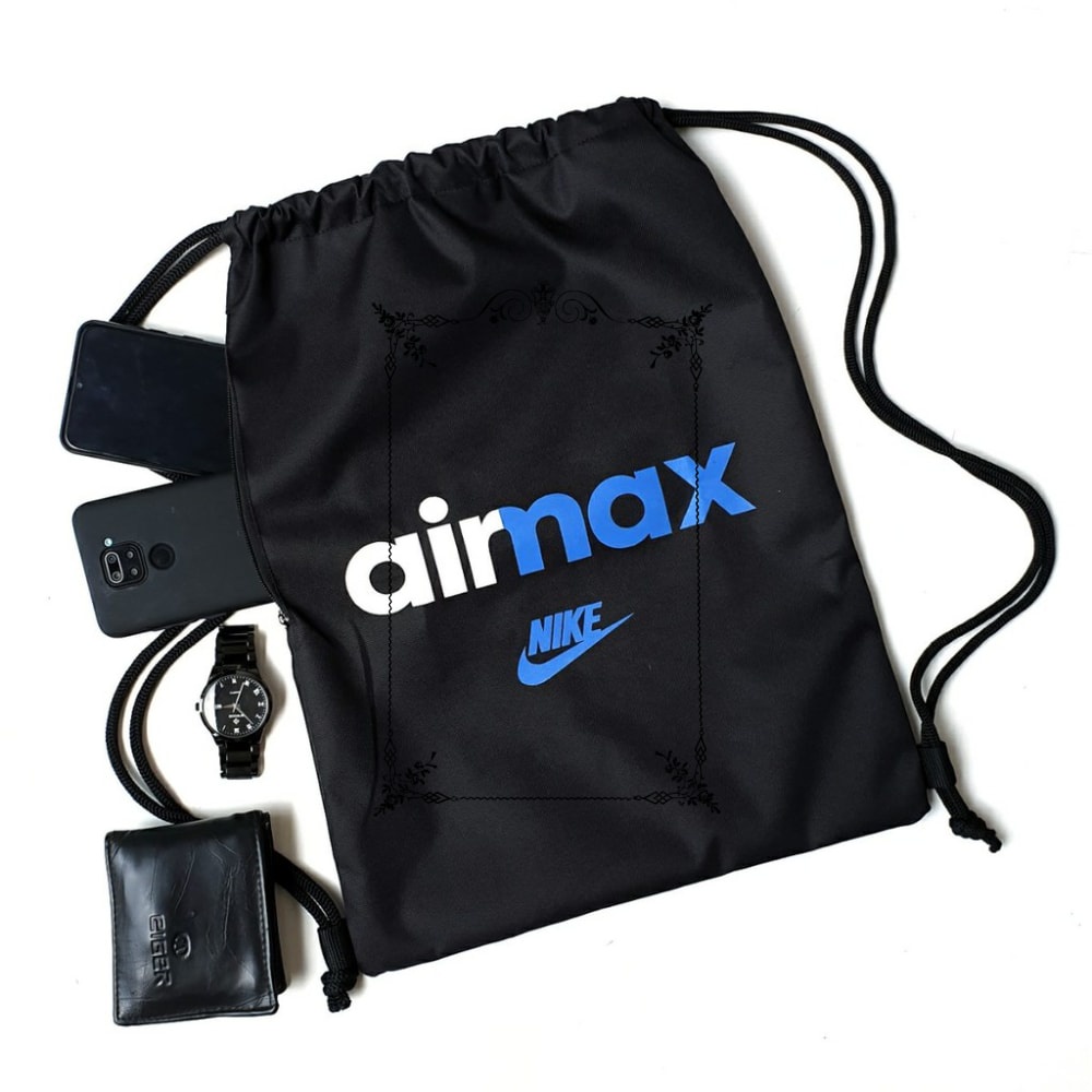 Promo Tas Serut Gymsack String Bag Tas Futsal Sepak Bola Nike Air Max Black Blue Keren